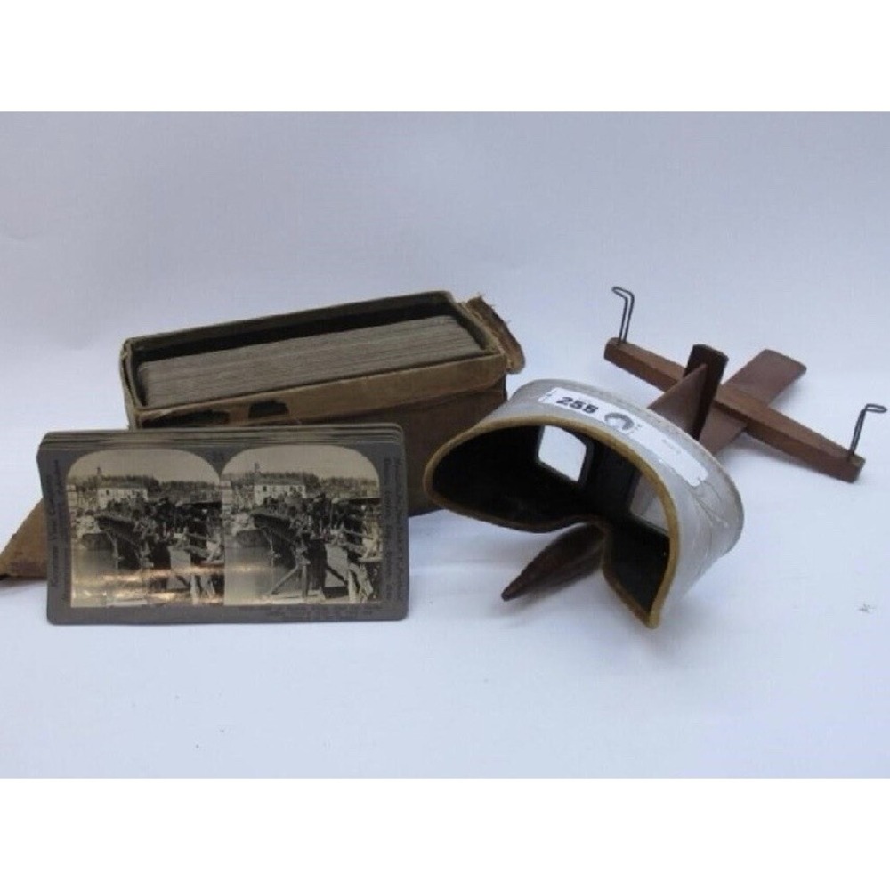 WWI Keystone Stereoview Military War Cards Holmes Stereoscope Viewer Box Lot